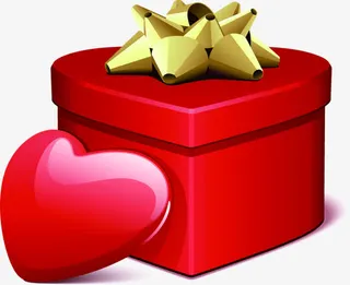 教师节手绘红色爱心礼盒免抠