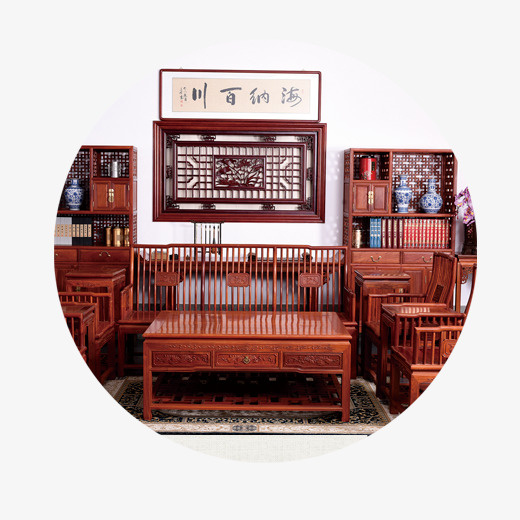 灰色红木家具元素免抠