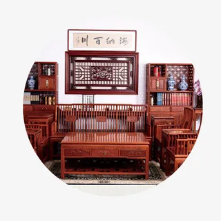 灰色红木家具元素免抠