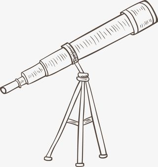 天文望远镜素描画免抠