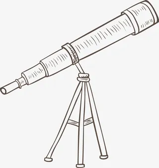 天文望远镜素描画免抠