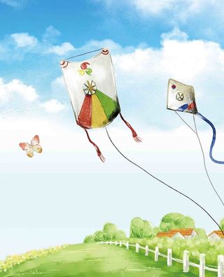 春天放风筝海报背景模板高清