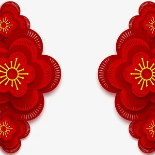 红色中国风新年边框免抠