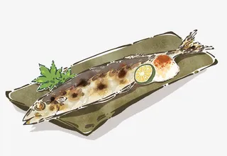 卡通手绘秋刀鱼免抠