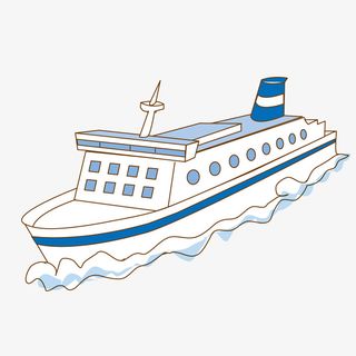 蓝白色的游轮素材免抠