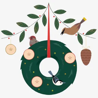 手绘燕子树叶插画免抠