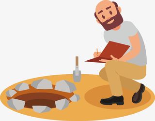 一个考古人员正在考古免抠
