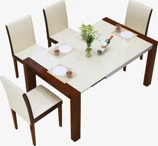 白色实木餐椅七夕情人节免抠