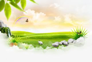 梦幻春节草地风景免抠