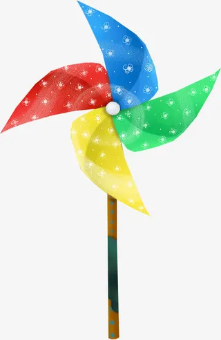 彩色卡通风车展板设计免抠