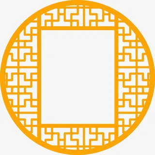 中式窗格边框屏风免抠