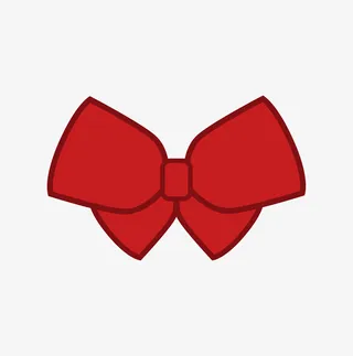 手绘红色蝴蝶结简笔画免抠