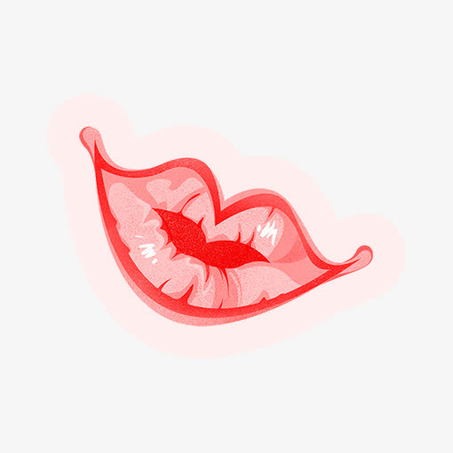 红色美丽KISS红唇免抠