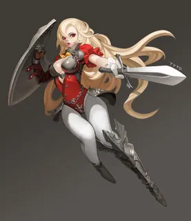 黑红色性感游戏人物长发免抠