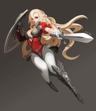 黑红色性感游戏人物长发免抠