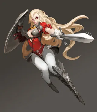 黑红色性感游戏人物长发免抠