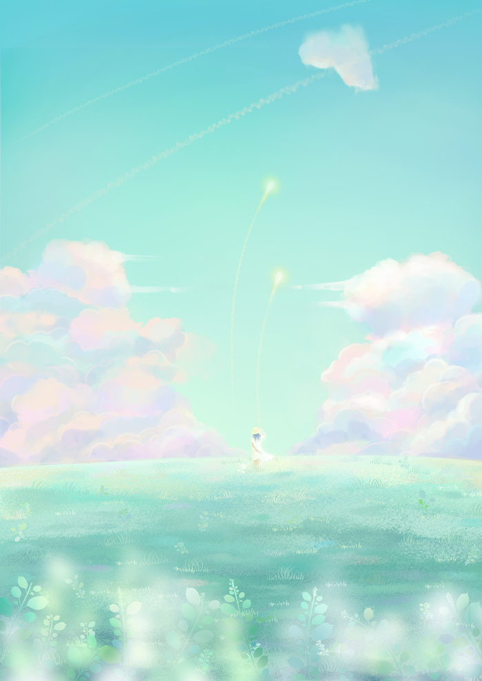 焕彩天空的女孩高清