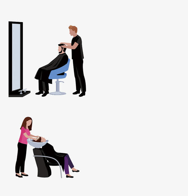 理发店人物 理发店宣传 海报免抠