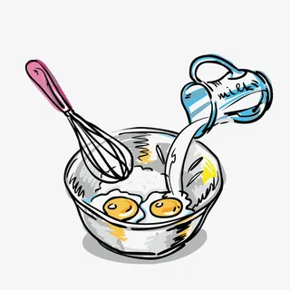 牛奶鸡蛋和打蛋器免抠