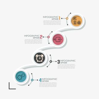 扁平化圆环数轴信息分类装饰ppt矢免抠