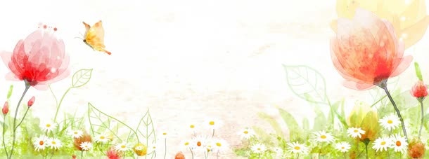 水墨花唯美清新背景banner