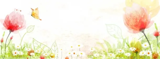 水墨花唯美清新背景banner