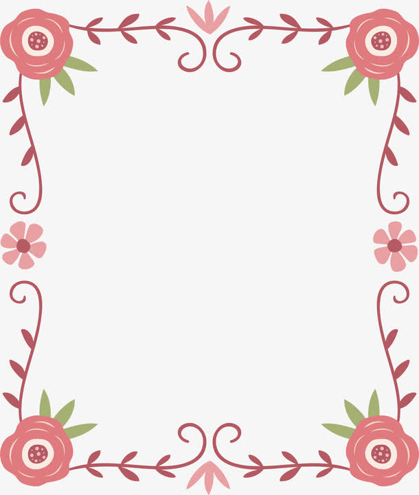 贺卡蔷薇花信件边框免抠