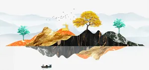 山水线稿素材文件4免抠