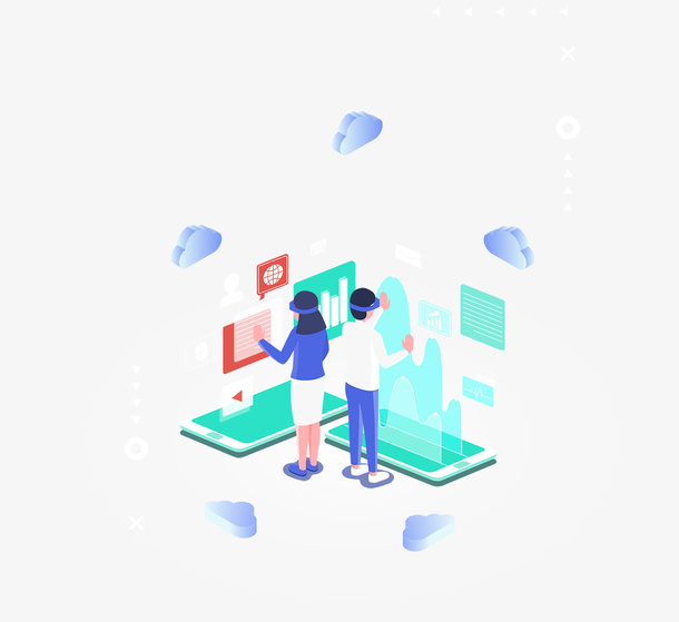 立体风格科技VR体验办公智能免抠