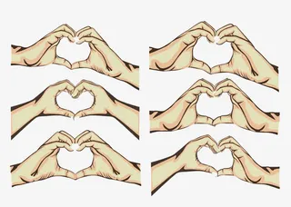 手绘双手心形图形免抠