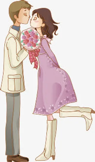 七夕海报情侣人物免抠