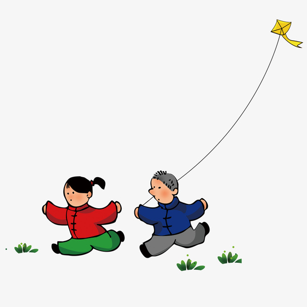 放风筝的孩童免抠