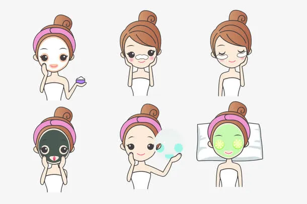 敷面膜女孩免抠