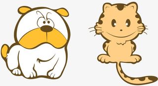 矢量猫狗手绘免抠