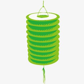 绿色折纸灯笼免抠