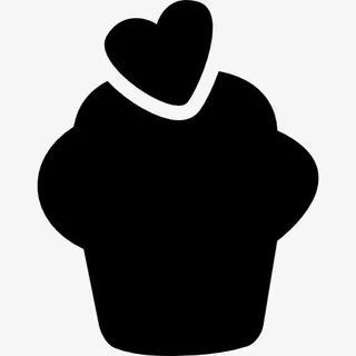 蛋糕黑剪影与心上图标免抠