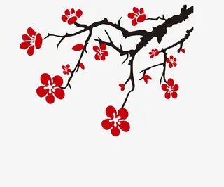 手绘卡通中国风梅花免抠