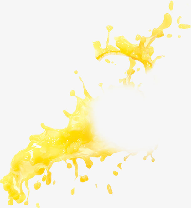 黄色漂浮飞溅的果汁免抠