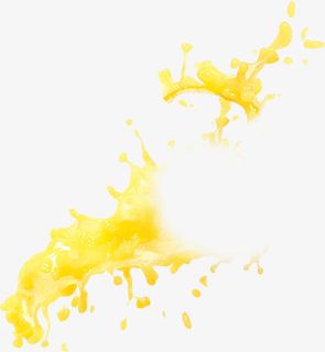 黄色漂浮飞溅的果汁免抠