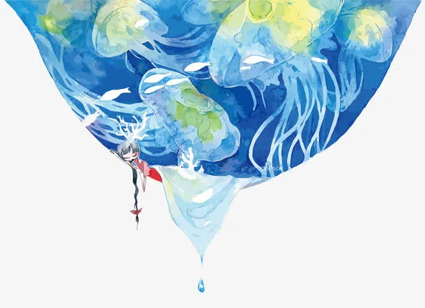 矢量水彩插画免抠