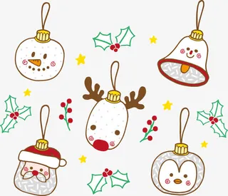 圣诞铃铛与雪人免抠
