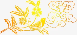 手绘新年渐变创意花纹免抠