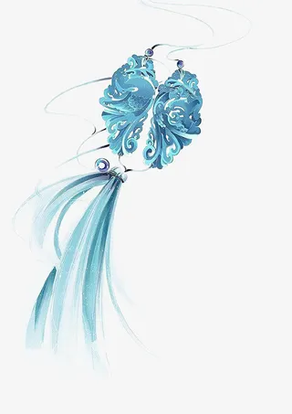 一对蓝色的玉佩免抠