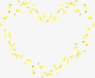 黄色精美花瓣爱心造型免抠