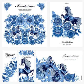 精美花纹贺卡模板免抠