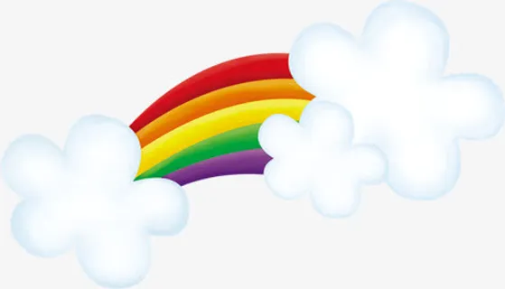 手绘可爱这彩虹白云免抠