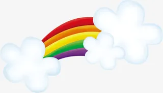 手绘可爱这彩虹白云免抠