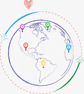 旅行飞机路线免抠