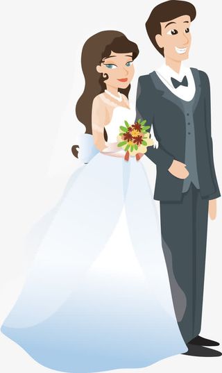 矢量手绘一对新人免抠