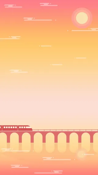 红色扁平化大海桥梁H5背景高清